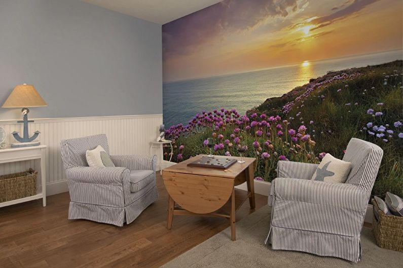 The combination of wallpaper in the interior - a combination of different textures