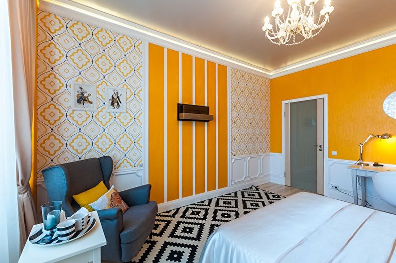 The combination of wallpaper in the interior - photo