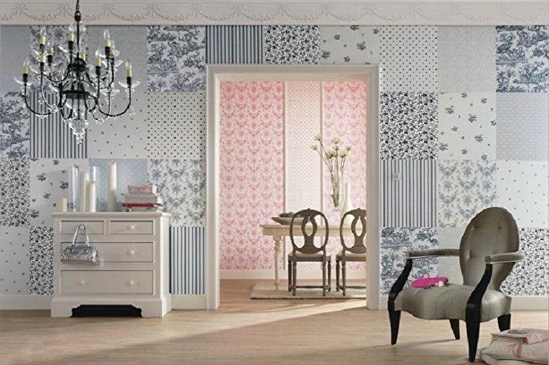 The combination of wallpaper in the interior - photo