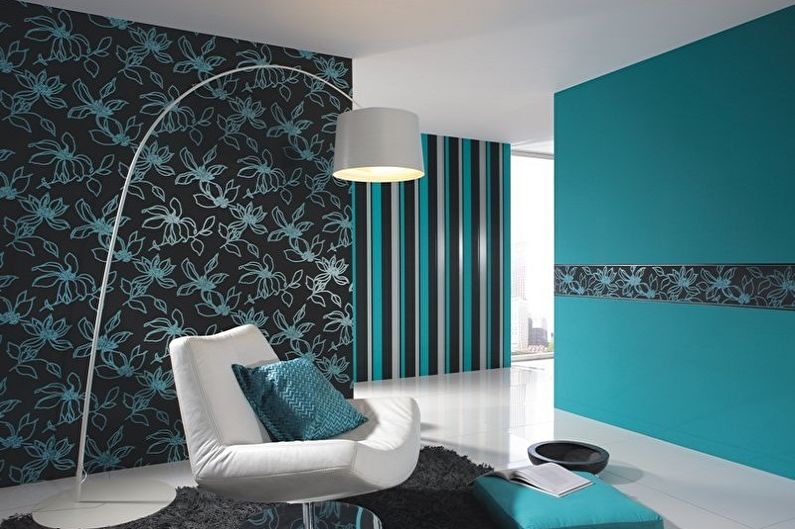 The combination of wallpaper in the interior - photo