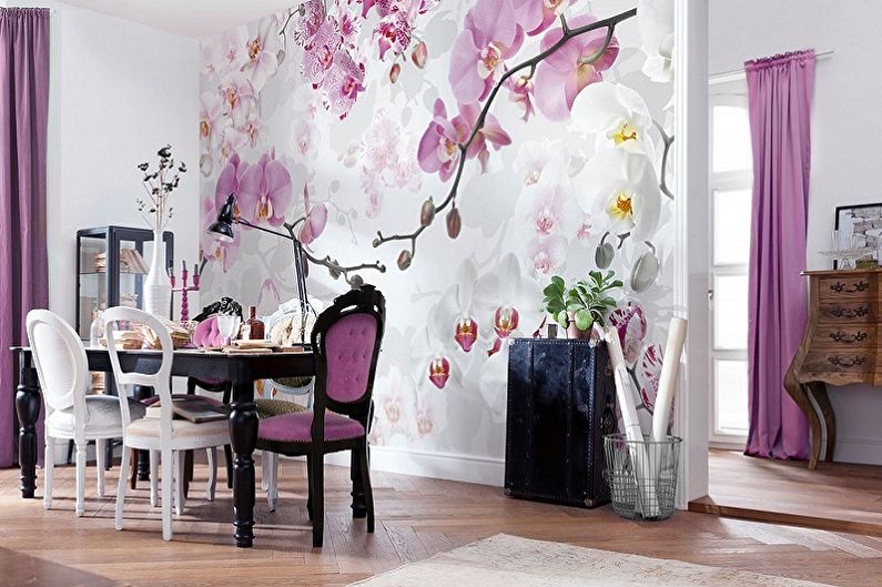 The combination of wallpaper in the interior - photo