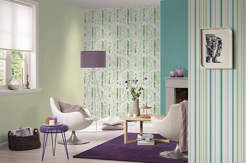 The combination of wallpaper in the interior - photo