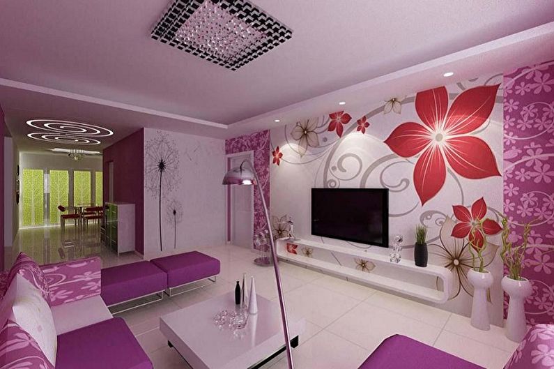 The combination of wallpaper in the interior - photo