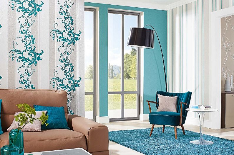 The combination of wallpaper in the interior - photo