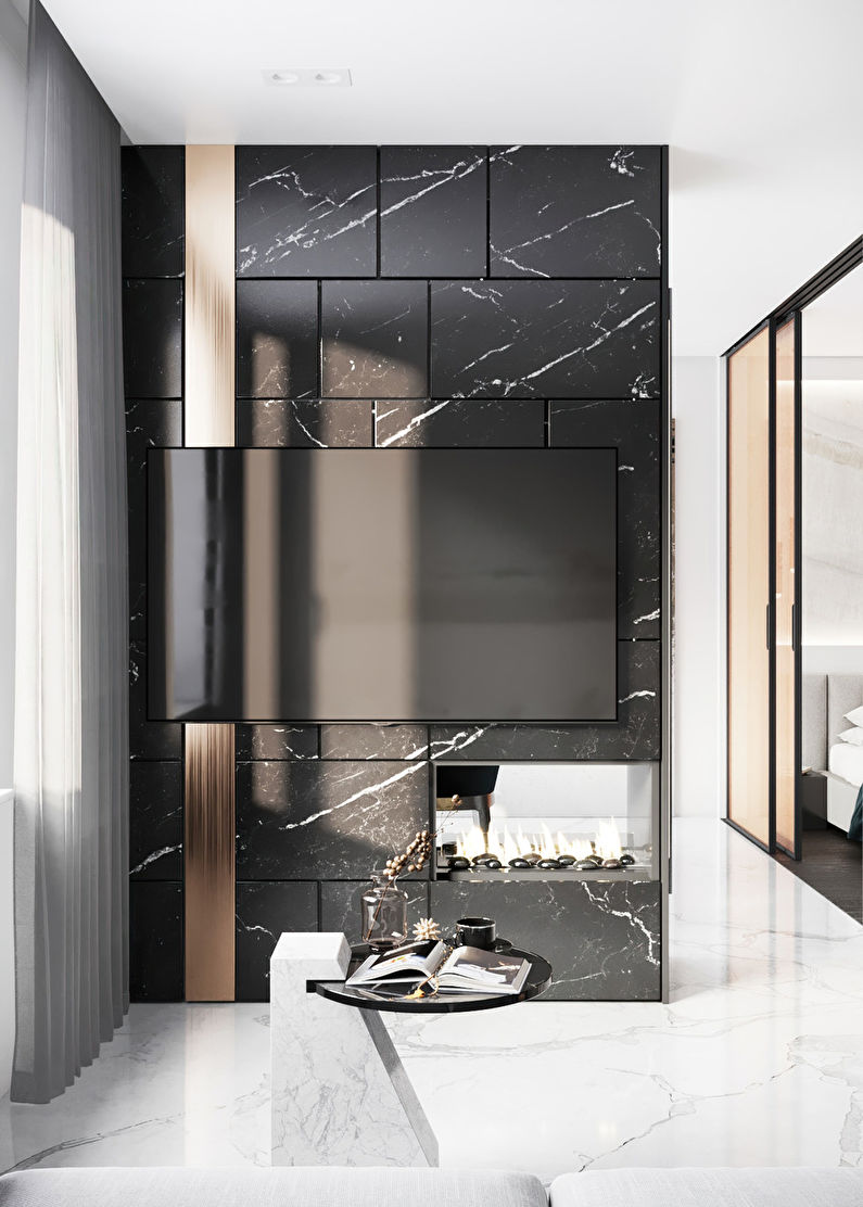 Living Room Design Black and White - photo 2