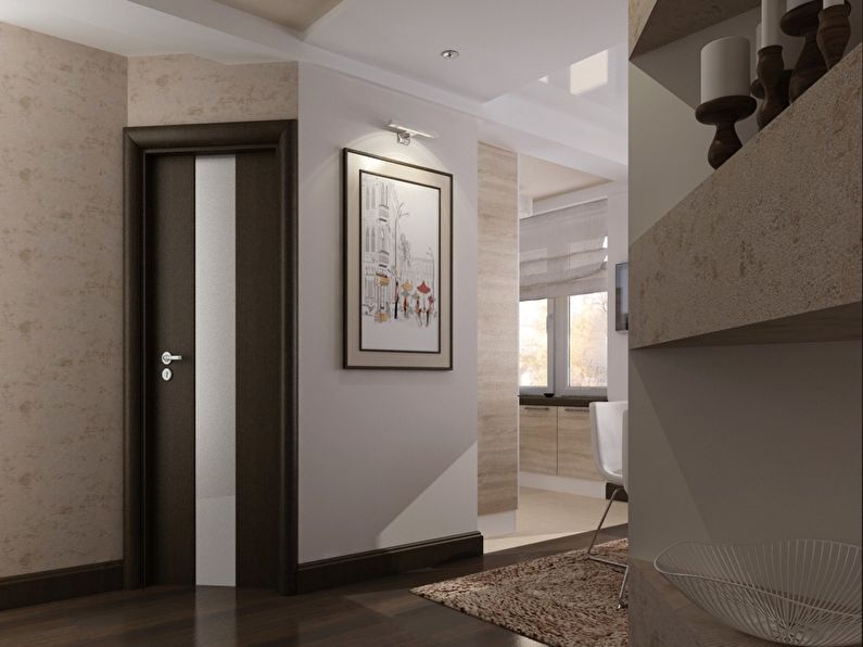 Interior of the apartment in light beige colors.
