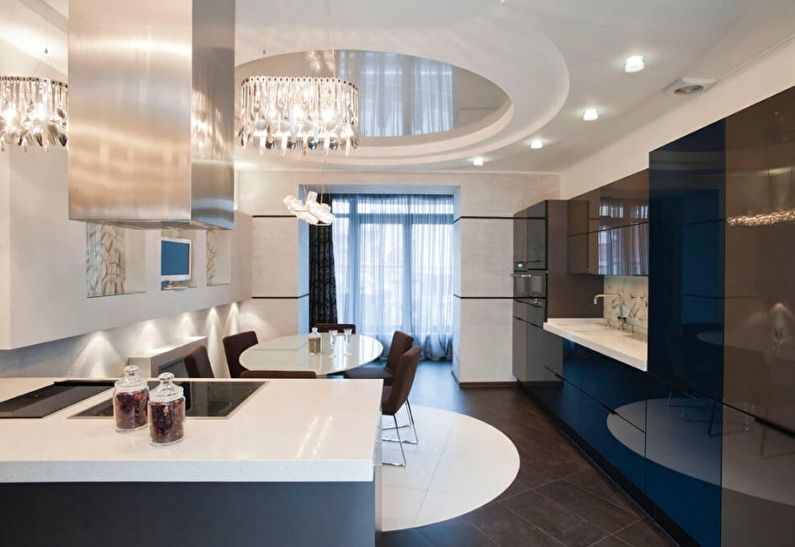 Stretch ceiling in the kitchen - photo