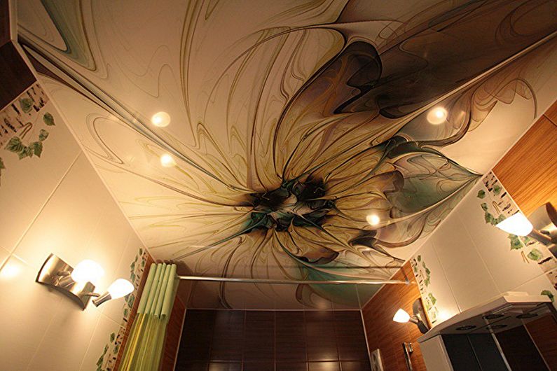 Stretch ceiling in the bathroom - photo