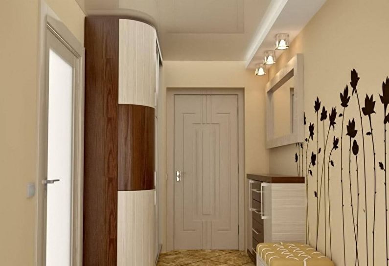 Two-level suspended ceiling in the hallway and corridor - photo