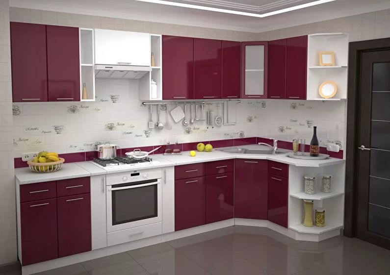 Kitchen design 9 sq.m. - L-shaped headset