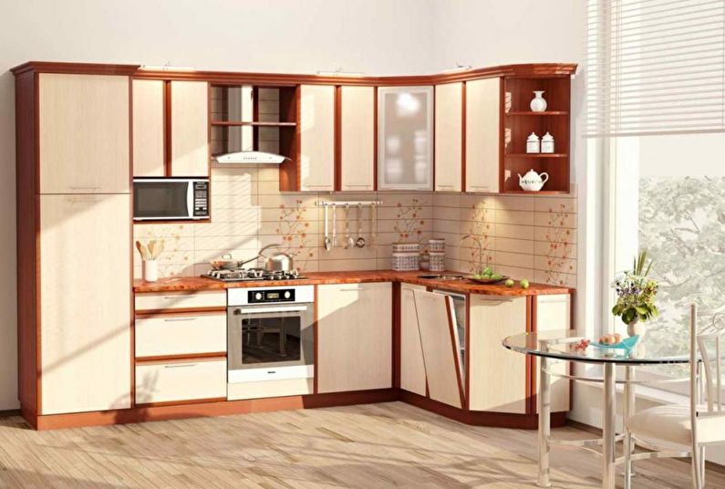 Kitchen design 9 sq.m. - L-shaped headset