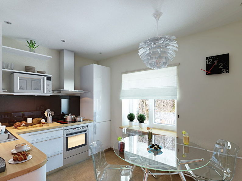 Kitchen design 9 sq.m. - Transparent furniture