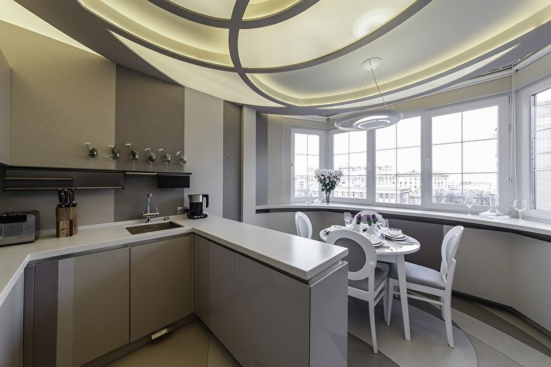 Kitchen design 9 sq.m. with a balcony