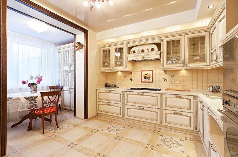 Kitchen design 9 sq.m. with a balcony