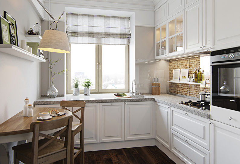Kitchen design 9 sq.m. in classic style