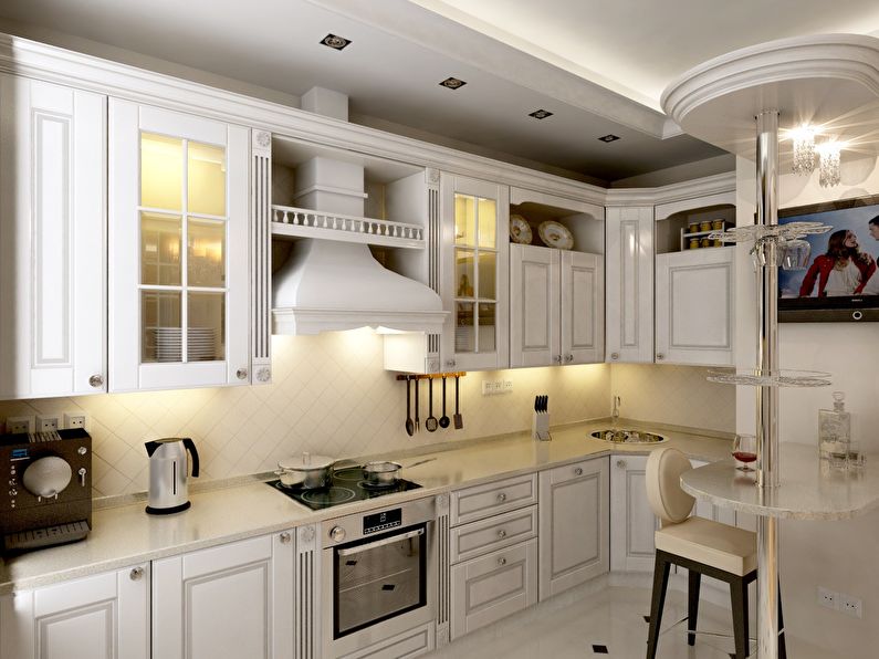 Kitchen design 9 sq.m. in classic style