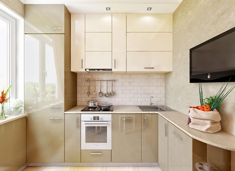 Design corner kitchen 9 sq.m.
