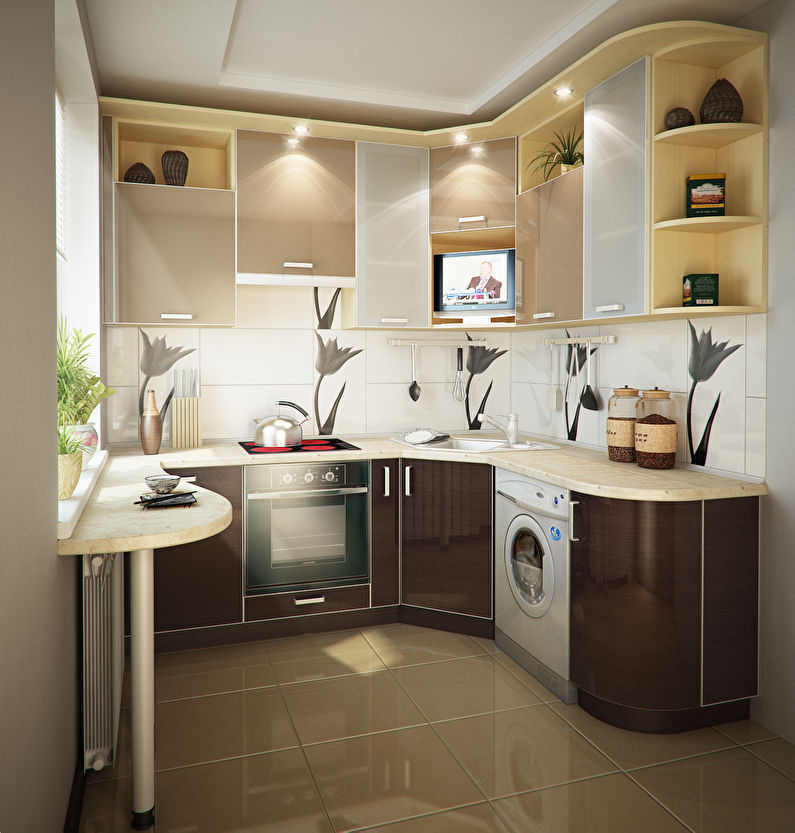 Design corner kitchen 9 sq.m.