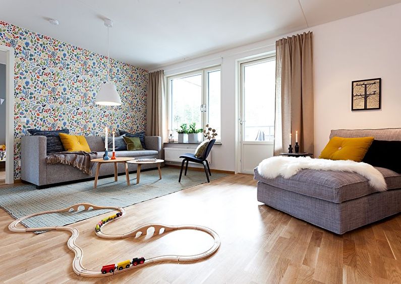 Scandinavian style living room wallpaper