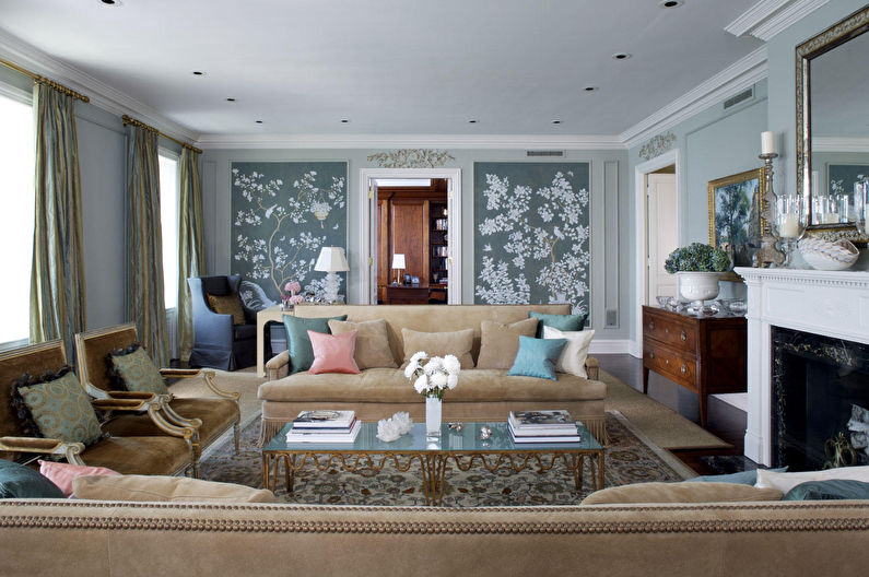 Combining wallpaper in the living room