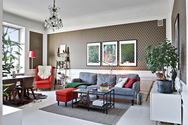 Eclectic living room wallpaper
