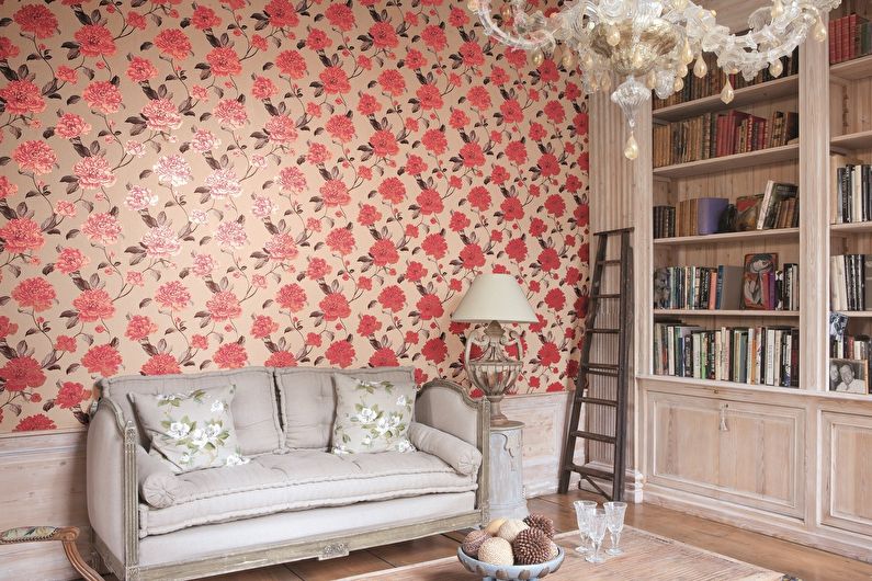 Floral wallpaper for a room in the style of provence