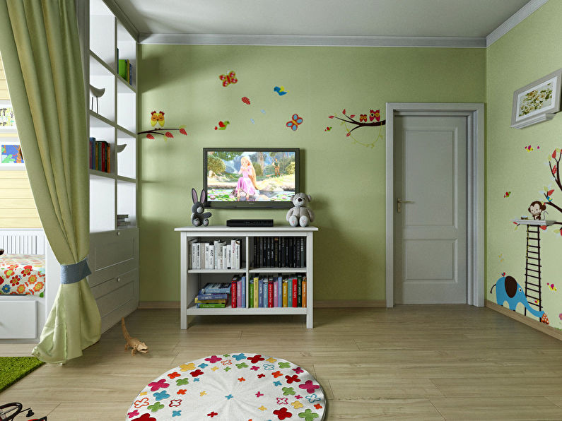 Interior of a children's room for a boy and a girl, 20 m2