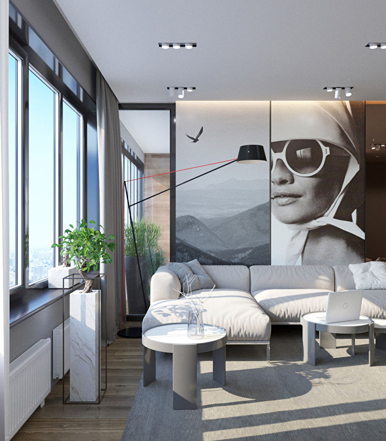 Soft contrasts: Interior of an apartment for a family with a child