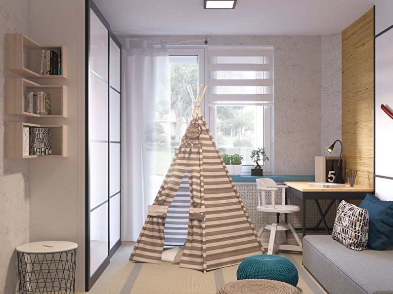 Design of a children's room for two boys, 12 sq.m.