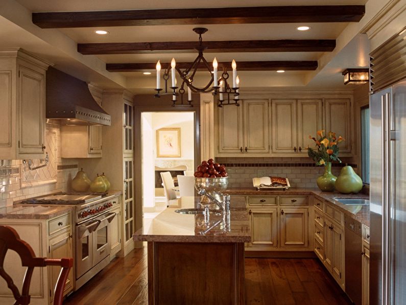 Italian style kitchen interior, Lighting