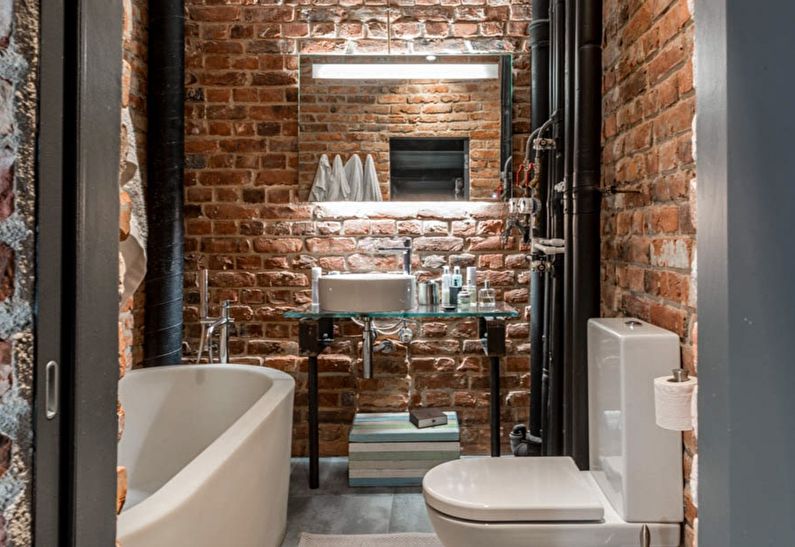 Design a small loft style bathroom
