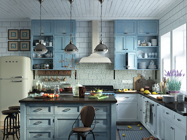 Provence blue and white kitchen design