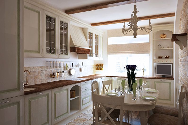 Design of a small kitchen in the style of provence