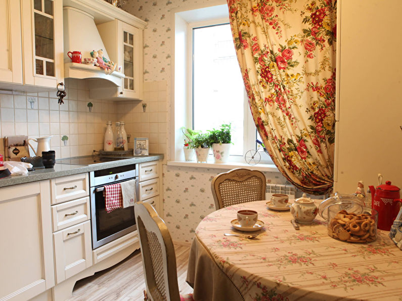 Design of a small kitchen in the style of provence