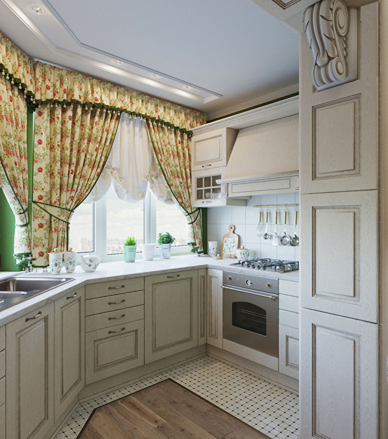 Design of a small kitchen in the style of provence