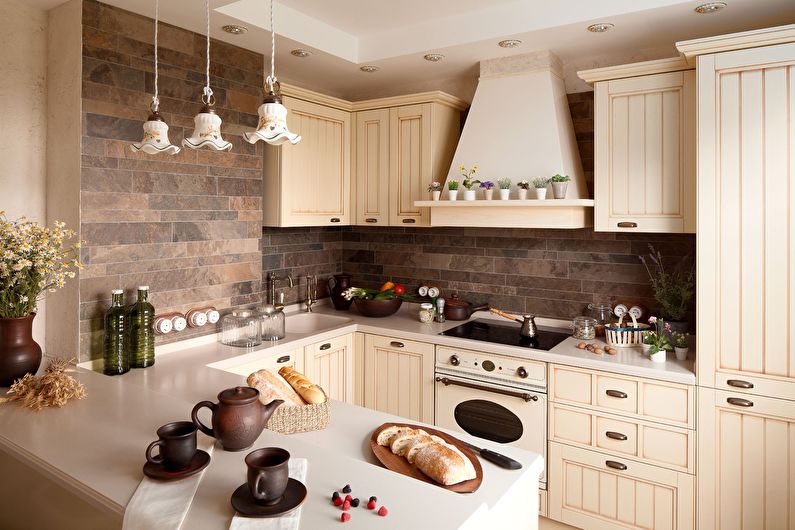 Design of a small kitchen in the style of provence