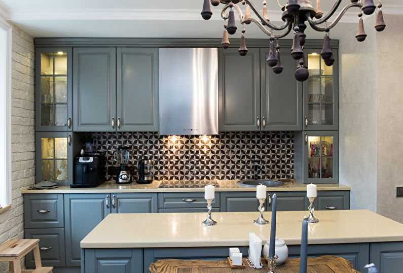 Gray kitchen interior in vintage style