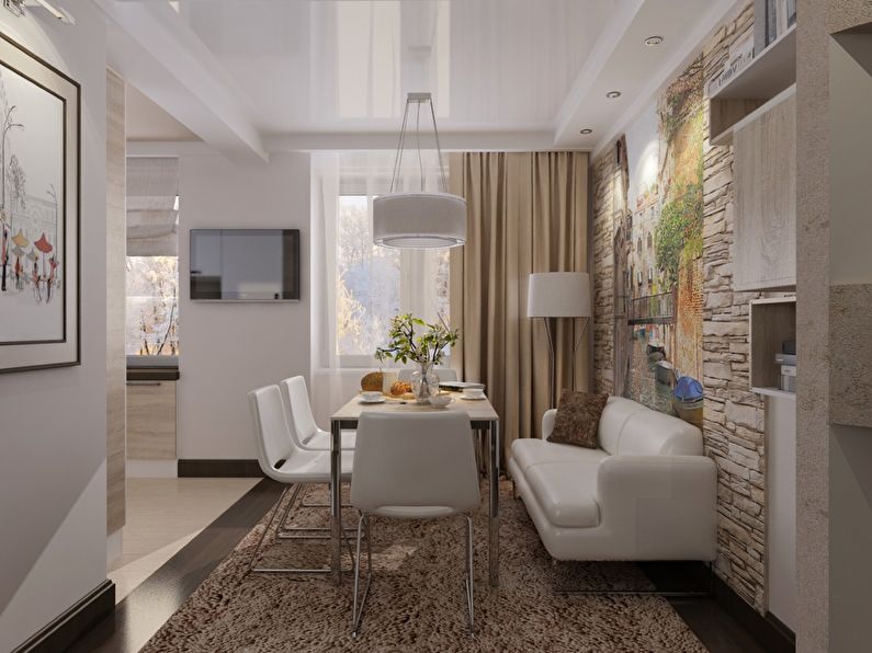 Apartment in light beige colors.