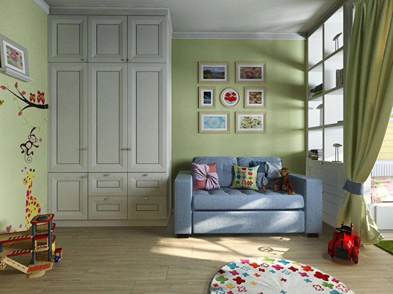 Children's room for a boy and a girl, 20 m2