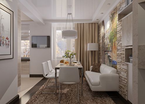 Apartment in light beige colors.