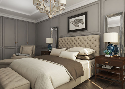 The bedroom project in the residential complex 