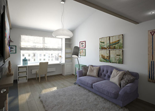 Interior of a one-room apartment in Peterhof