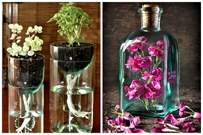 Décor de bouteille bricolage - Décor floral