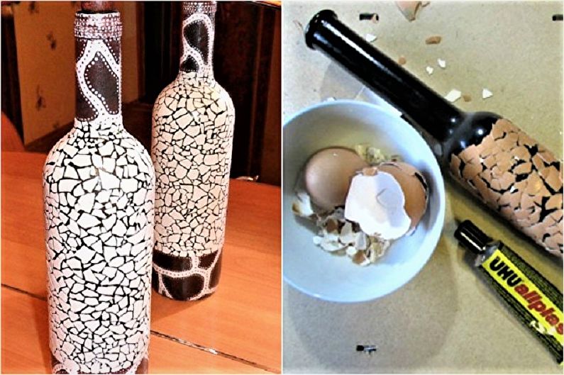 Décor de bouteille bricolage - Décor de coquille d'oeuf