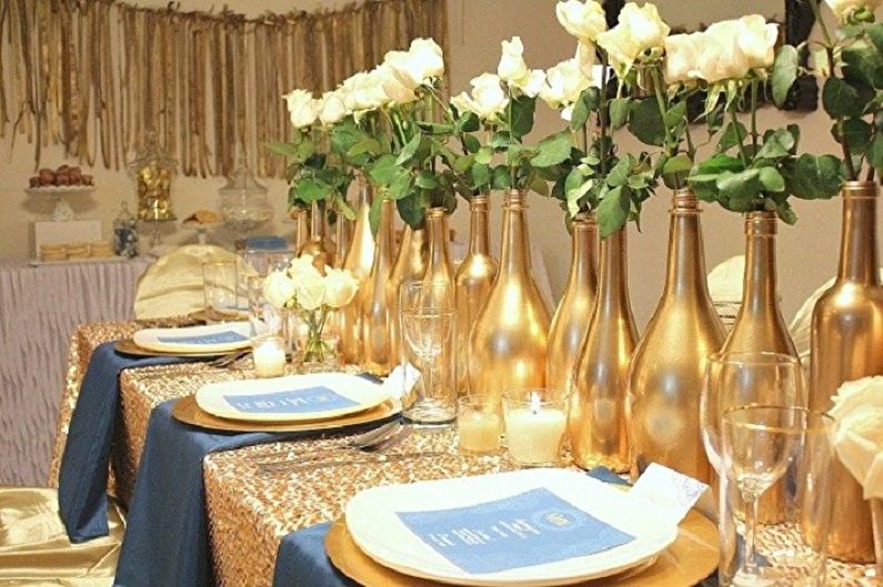 Décor de bouteille de bricolage - Décor de paillettes et d'or
