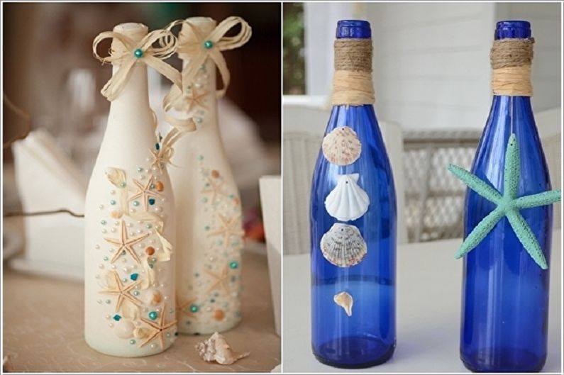 Décor de bouteille de bricolage - décor de coquillage