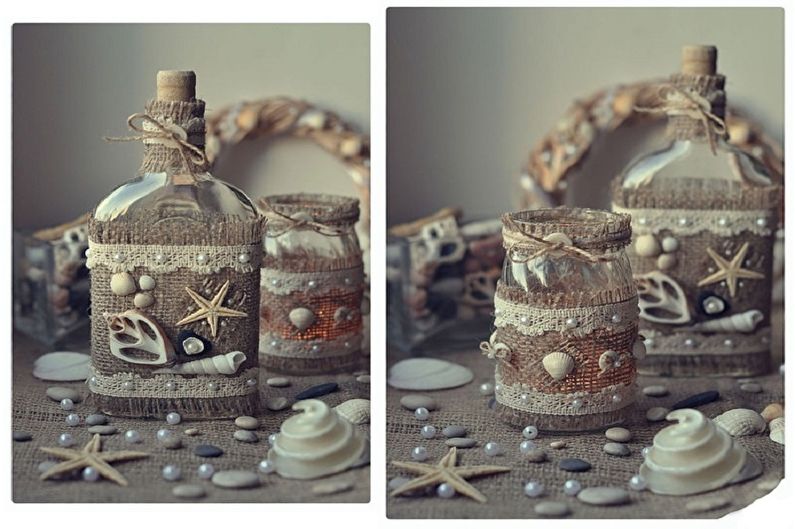 Décor de bouteille de bricolage - décor de coquillage
