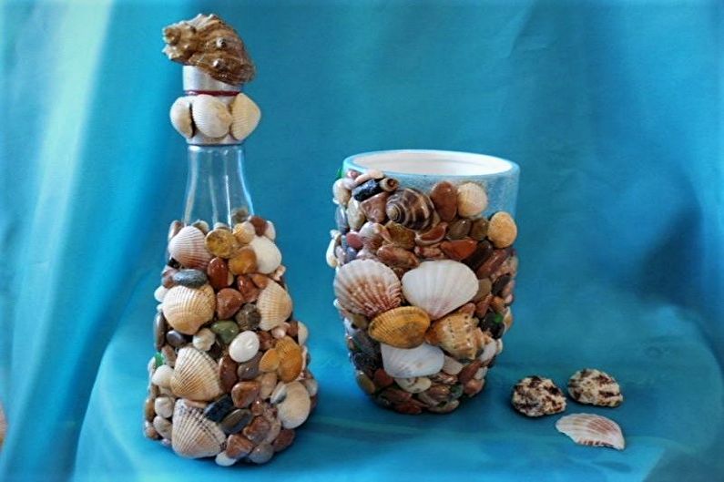 Décor de bouteille de bricolage - décor de coquillage