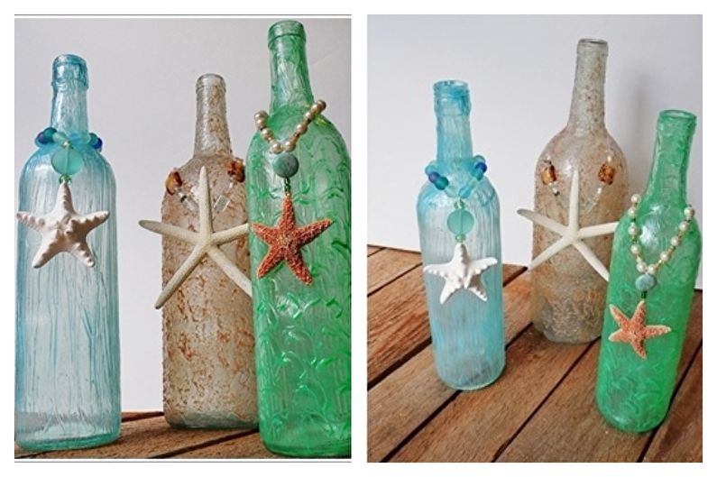 Décor de bouteille de bricolage - décor de coquillage