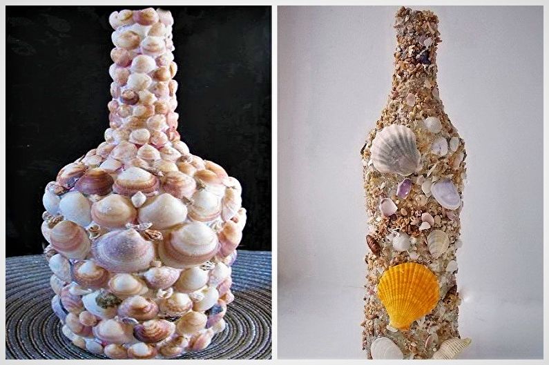 Décor de bouteille de bricolage - décor de coquillage